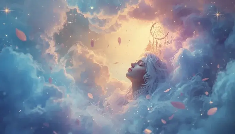 Ciepła surrealistyczna scena ze złotym światłem i miękkimi kształtami symbolizująca intymność i bezpieczeństwo wspólnoty